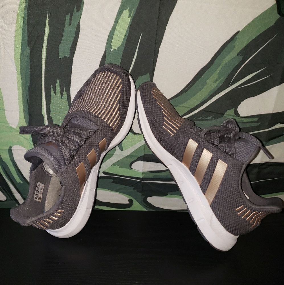 Gray/blue adidas running shoe
